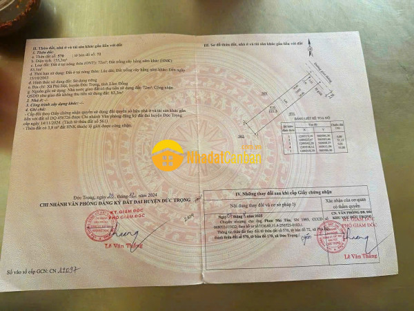 Bán đất nền thổ cư làng chùa đại ninh xã đức trọng,lâm đồng,dt 5m x 31m chỉ 720 triệu